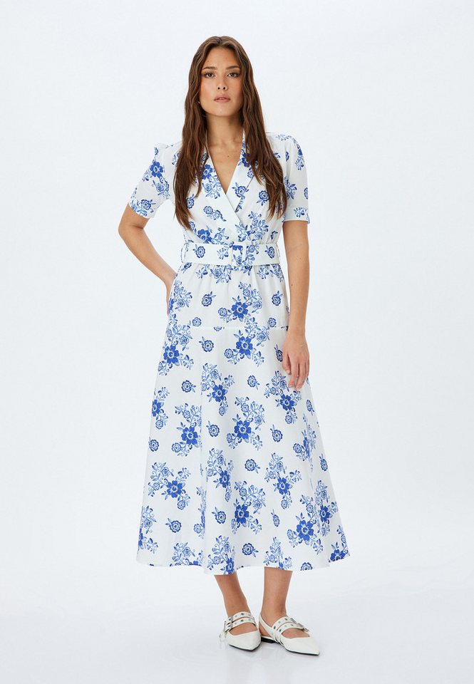 Koton Wickelkleid Midi Länge Fit & Flare Kleid Wickelkleid von Koton