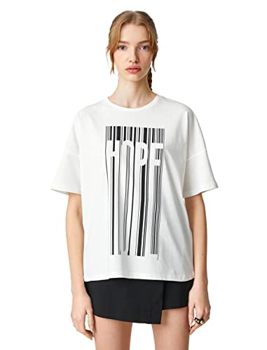 Koton Women Cotton Crew Neck Printed Short Sleeve T-Shirt von Koton