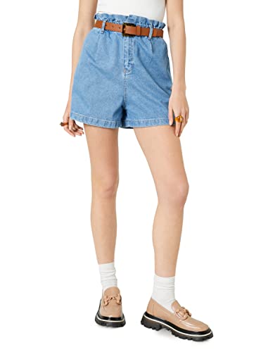 Koton Women Cotton High Waist Belt Detail Jean Shorts von Koton