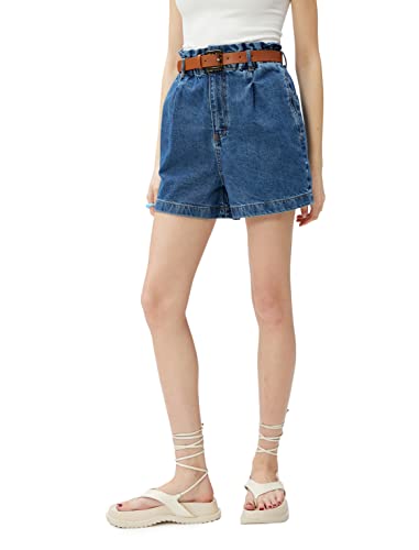 Koton Women Cotton High Waist Belt Detail Jean Shorts von Koton