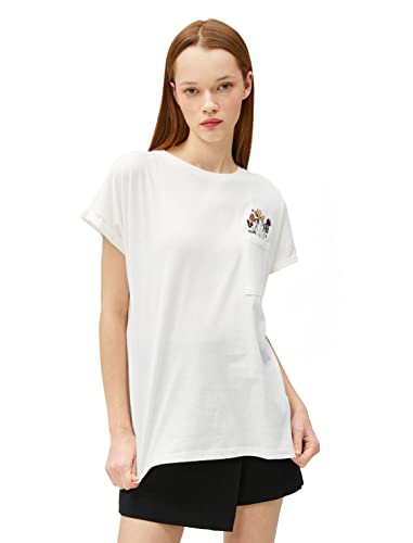 Koton Women Crew Neck Short Sleeve Pocket Detail Embroidered T-Shirt von Koton