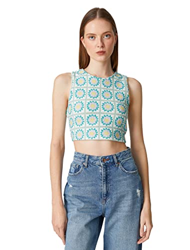 Koton Women Crew Neck Sleeveless Floral Crop Top von Koton