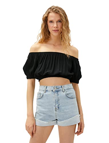 Koton Women Crop Blouse Off The Shoulder Elastic Detail von Koton