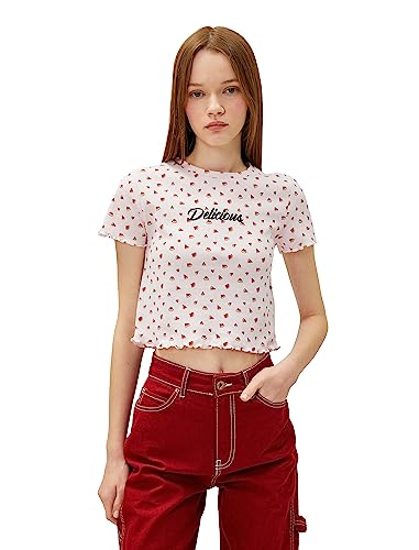 Koton Women Crop Short Sleeve Crew Neck Printed T-Shirt von Koton