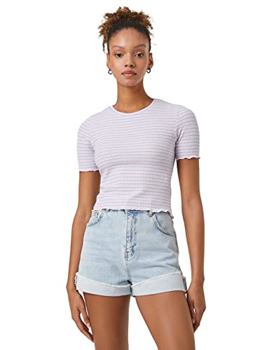Koton Women Crop T-Shirt Crew Neck Short Sleeve Viscose Mix von Koton