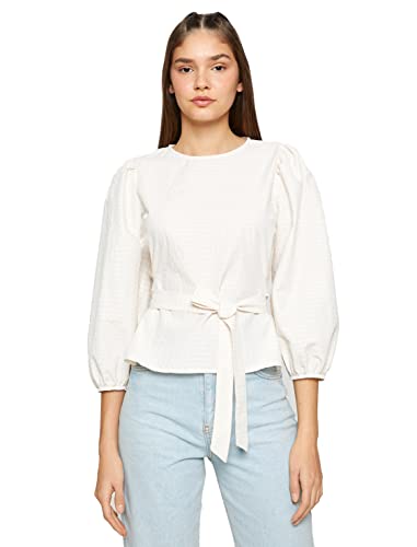 Koton Women Elastic Waist Blouse Puff Sleeve Crew Neck Tissued von Koton