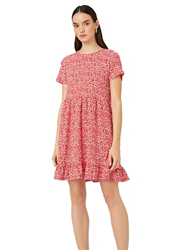 Koton Women Floral Mini Dress Short Sleeve Crew Neck Frilled von Koton