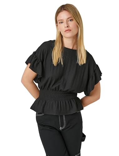 Koton Women Gimped Voluminous T-Shirt Scoop Neck von Koton
