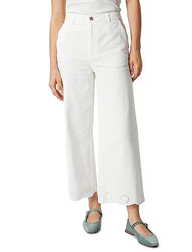 Koton Women High Rise Cotton Embroidered Wide Leg Trousers von Koton