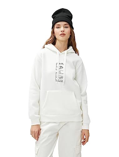 Koton Women Kangaroo Pocket Detail Printed Long Sleeve Hoodie von Koton