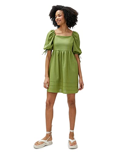 Koton Women Linen Mix Puff Sleeve Cut Out Detail Mini Dress von Koton