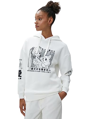 Koton Women Long Sleeve Oversized Anime Hoodie von Koton