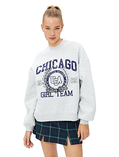 Koton Women Long Sleeve Printed Crew Neck Varsity Sweatshirt von Koton