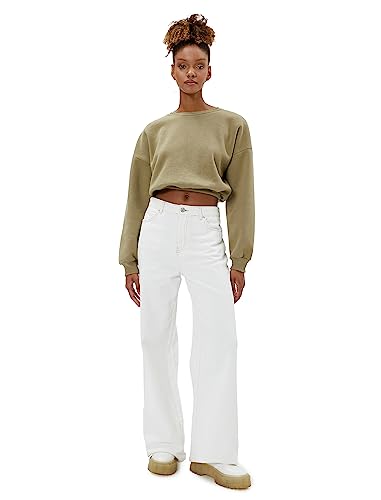 Koton Women Long Sleeve Ribbed Crew Neck Crop Sweatshirt von Koton