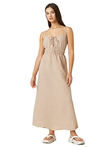 Koton Women Maxi Dress Check Spaghetti Strappy Gimped von Koton