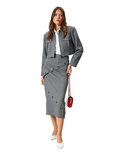 Koton Medium Rise Buttoned Midi Pencil Skirt von Koton