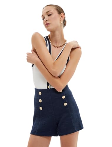 Koton Women Medium Rise Gold Buttoned Tweed Skort von Koton