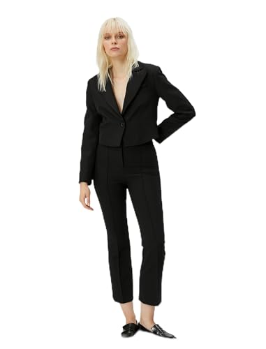 Koton Women Medium Rise Zipper Detail Straight Leg Trousers von Koton