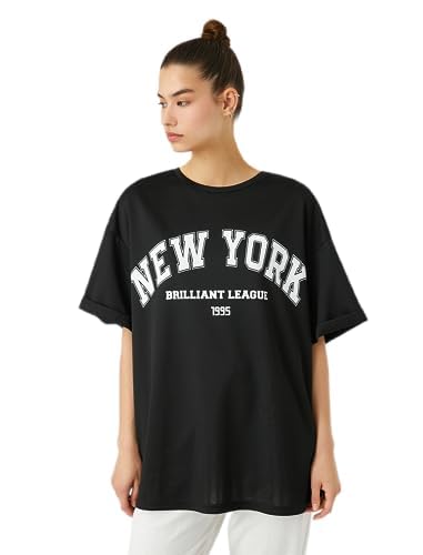 Koton Women Oversize Sport T-Shirt New York Printed von Koton