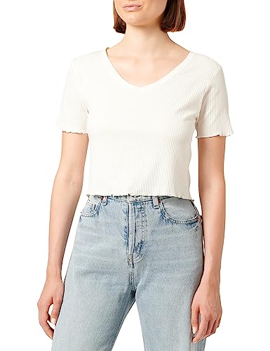 Koton Women Ribbed V Neck Short Sleeve Crop T-Shirt von Koton