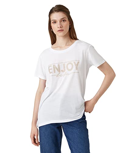 Koton Women Shiny Bead Embellished Short Sleeve Crew Neck T-Shirt von Koton