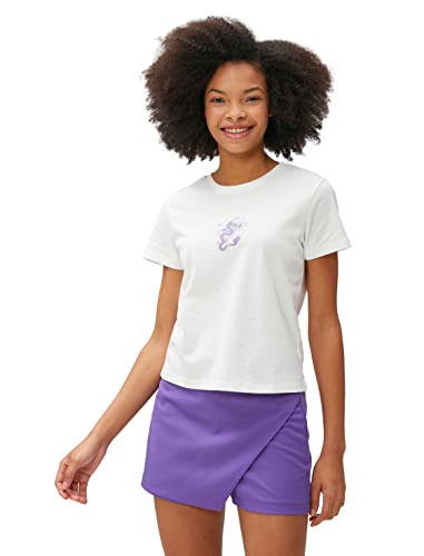 Koton Women Short Sleeve Cotton Crew Neck Printd Crop T-Shirt von Koton