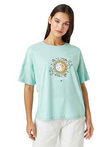 Koton Women Short Sleeve T-Shirt Printed Crew Neck von Koton