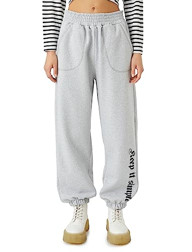 Koton Women Slogan Printed Pocket Detail Elastic Waist Jogger Sweatpants von Koton