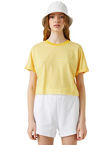 Koton Women Viscose Mix Crew Neck Short Sleeve Crop T-Shirt von Koton