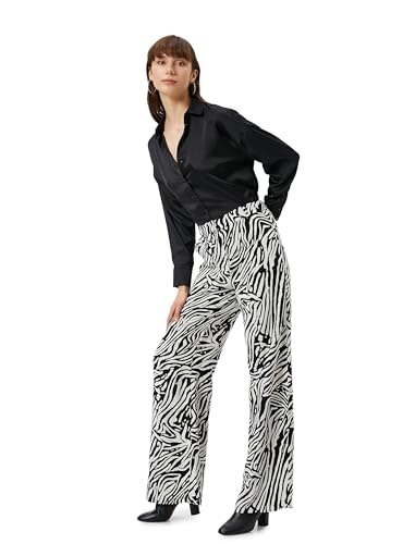 Koton Women Viscose Mix High Rise Zipper Detail Animal Printed Wide Leg Trousers von Koton