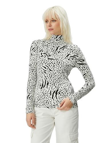 Koton Women Viscose Mix Zebra Patterned Long Sleeve Turtle Neck T-Shirt von Koton