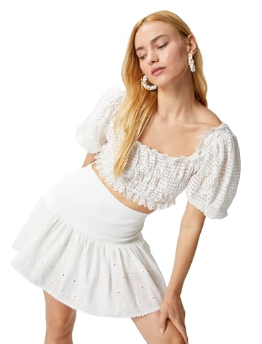 Koton Women Voluminous Cutwork Mini Skirt von Koton