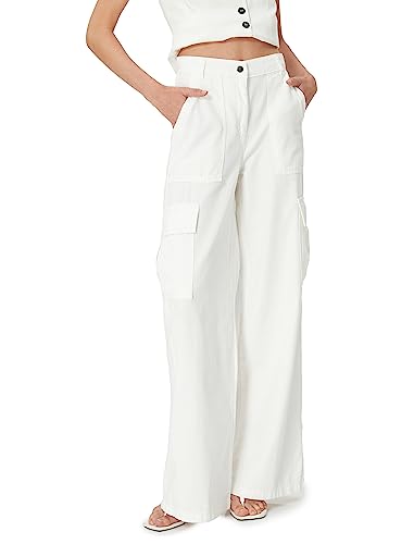 Koton Women Wide Leg Pocket Detail Cotton Cargo Trousers von Koton