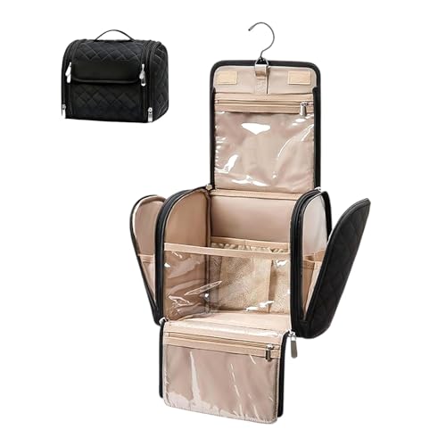 Kottwca Kulturbeutel zum Aufhängen für Damen, Groß Kosmetiktasche für Reise, 3-in-1 Kulturtasche Damen mit Multiple Compartments,Wasserabweisend, Waschtasche für Camping Reisen, Schwarz Kottwca Kulturbeutel zum Aufhängen für Damen, Groß Kosmetiktasche für Reise, 3-in-1 Kulturtasche Damen mit Multiple Compartments,Wasserabweisend, Waschtasche für Camping Reisen, Schwarz von Kottwca