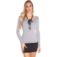 Außergewöhnlicher Feinstrick-Pullover mit integriertem Neck-Bändchen von KouCla