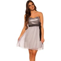 Bandeau Glitzer Pailletten Minikleid mit Deko Gürtel und Chiffon-Rock von KouCla