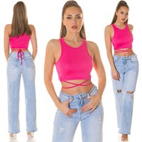 Basic Musthave Crop Top Tank Shirt Oberteil zum Binden von KouCla