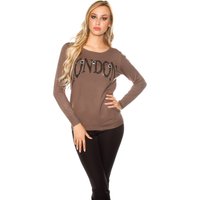 Casual Under-/Over Look Strick Pullover mit Deko Strass und Spitze von KouCla