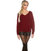 Destroyed Wollpullover V-Neck Strick Damen Pullover mit Risse von KouCla