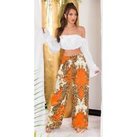 Glamour Printed High Waist Plissee Marlene Hose von KouCla