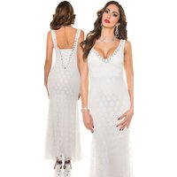 Glamour Strass V-Neck Maxi Spitzen Kleid von KouCla
