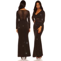 Glitter  V-Neck Cocktail Kleid mit Mesh-Einsatz von KouCla