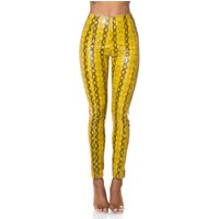 High Waist Snake Printed Leder Look Leggings mit Zipper von KouCla