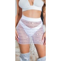 Mesh Highwaist Minirock Transparent Cover-up Rock mit Glitzer Streifen von KouCla