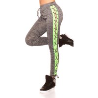 Sporty Workout Jersey Leggings mit seitlichem Kontrast und Schnürung von KouCla