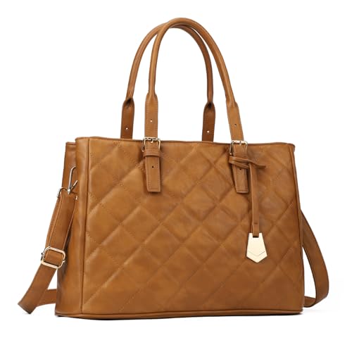 KouLi Buir Handtaschen für Damen, gesteppt, Schultertasche, Geldbörse, Tragegriff oben, Gelbbraun von KouLi Buir