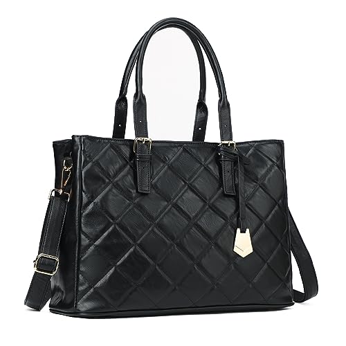 Handtaschen für Frauen gesteppte Tote Umhängetasche Geldbörse Top Griff Satchel Taschen, Schwarz von KouLi Buir