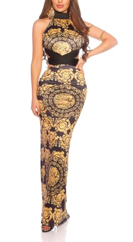 Animal Printed Turtle Neck Maxi Kleid Rückenfrei mit Cutouts One Size (Einheitsgröße) von Koucla