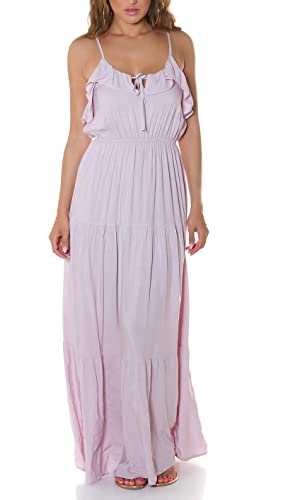 Koucla Boho Maxi Träger Kleid Sommerkleid mit Deko Volant S/M, Altrosa von Koucla