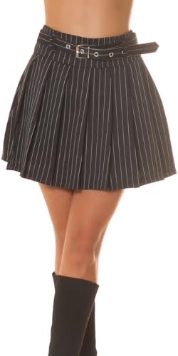 Business Look Highwaist Minirock Rock Faltenrock mit Nadelstreifen und Gürtel L von Koucla